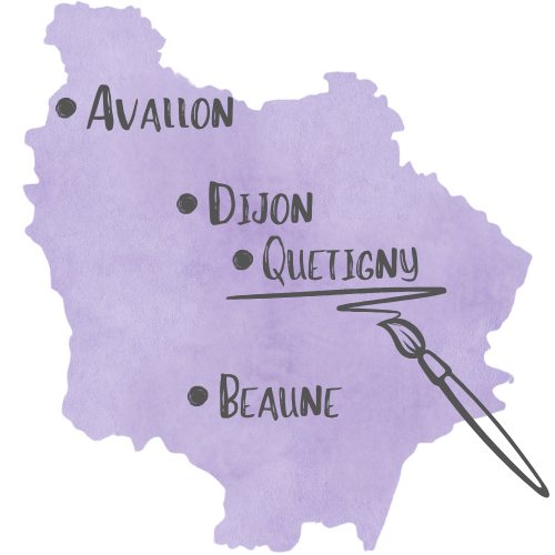 Carte des zones d’intervention du peintre à Dijon, Quetigny, Beaune et Avallon